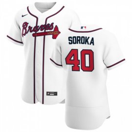 Atlanta Braves #40 Mike Soroka Mens Nike White Home 2020 Authentic Player MLB Jersey