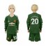 Manchester United #20 S.Romero Green Goalkeeper Long Sleeves Kid Soccer Club Jersey