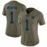 Nike Carolina Panthers #1 Cam Newton Olive Womens Stitched NFL Limited 2017 Salute to Service Jersey