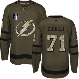Adidas Tampa Bay Lightning #71 Anthony Cirelli Green 2022 Stanley Cup Final Patch Youth Salute to Service Stitched NHL Jersey Youth