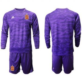 Spain Blank Purple Long Sleeves Goalkeeper Soccer Country Jersey