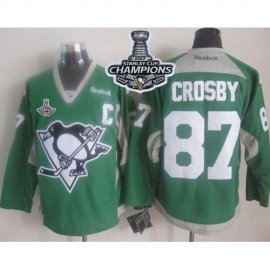Pittsburgh Penguins #87 Sidney Crosby Green Practice 2017 Stanley Cup Finals Champions Stitched NHL Jersey