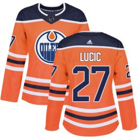 Adidas Edmonton Oilers #27 Milan Lucic Orange Home Authentic Womens Stitched NHL Jersey