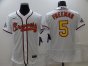 Braves 5 Freddie Freeman White 2022 Gold Program Flexbase Jersey
