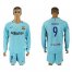 Barcelona #9 Suarez Away Long Sleeves Soccer Club Jersey