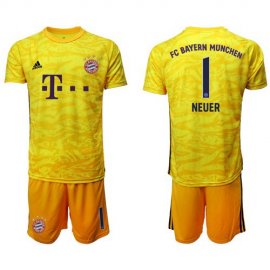 Bayern Munchen #1 Neuer Yellow Goalkeeper Soccer Club Jersey