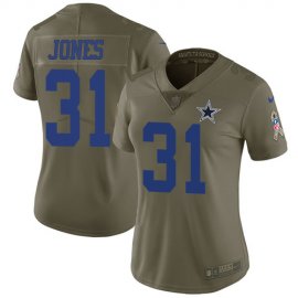 Nike Dallas Cowboys #31 Byron Jones Olive Womens Stitched NFL Limited 2017 Salute to Service Jersey