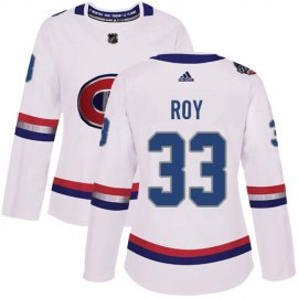Adidas Montreal Canadiens #33 Patrick Roy White Authentic 2017 100 Classic Womens Stitched NHL Jersey