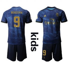 Real Madrid #9 Benzema Away Kid Soccer Club Jersey