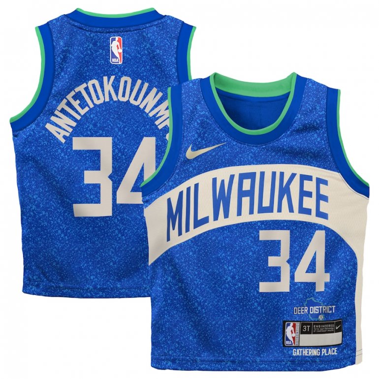 Giannis Antetokounmpo Milwaukee Bucks Nike Toddler 2023/24 Swingman Replica Jersey – City Edition – Royal