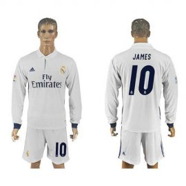 Real Madrid #10 James White Home Long Sleeves Soccer Club Jersey