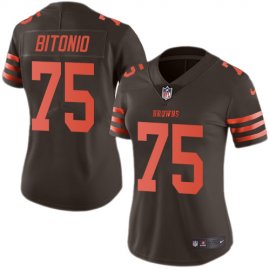 Nike Cleveland Browns #75 Joel Bitonio Brown Womens Stitched NFL Limited Rush Jersey