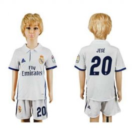 Real Madrid #20 Jese White Home Kid Soccer Club Jersey