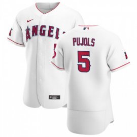 Los Angeles Angels #5 Albert Pujols Mens Nike White Home 2020 Authentic Player MLB Jersey