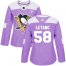 Adidas Pittsburgh Penguins #58 Kris Letang Purple Authentic Fights Cancer Womens Stitched NHL Jersey