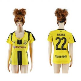 Womens Dortmund #22 Pulisic Home Soccer Club Jersey