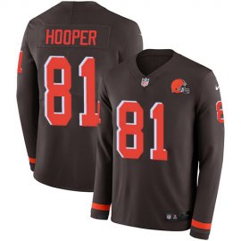 Nike Cleveland Browns #81 Austin Hooper Brown Team Color Mens Stitched NFL Limited Therma Long Sleeve Jersey