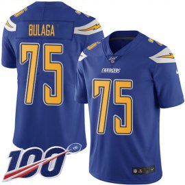 Nike Los Angeles Chargers #75 Bryan Bulaga Electric Blue Mens Stitched NFL Limited Rush 100th Season Jersey
