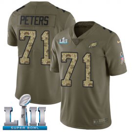 Nike Philadelphia Eagles #71 Jason Peters Olive/Camo Super Bowl LII Youth Stitched NFL Limited 2017 Salute to Service Jersey