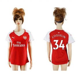 Womens Arsenal #34 Coquelin Home Soccer Club Jersey