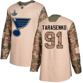 Adidas St. Louis Blues #91 Vladimir Tarasenko Camo Authentic 2017 Veterans Day Stanley Cup Champions Stitched Youth NHL Jersey