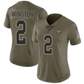 Nike New Orleans Saints #2 Jameis Winston Olive Womens Stitched NFL Limited 2017 Salute To Service Jersey