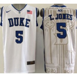 Duke Blue Devils #5 Tyus Jones White Basketball Stitched NCAA Jersey