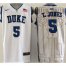 Duke Blue Devils #5 Tyus Jones White Basketball Stitched NCAA Jersey