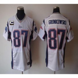 Nike New England Patriots #87 Rob Gronkowski White With C Patch Mens Stitched NFL Elite Jersey