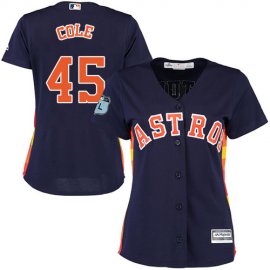 Houston Astros #45 Gerrit Cole Navy Blue Alternate Womens Stitched MLB Jersey