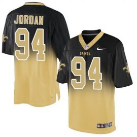 Nike New Orleans Saints #94 Cameron Jordan Black/Gold Mens Stitched NFL Elite Fadeaway Fashion Jersey