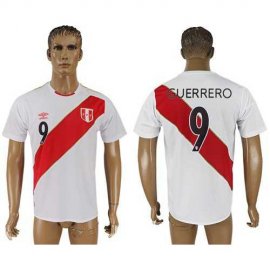 Peru #9 Guerrero White Home Soccer Country Jersey