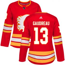 Adidas Calgary Flames #13 Johnny Gaudreau Red Alternate Authentic Womens Stitched NHL Jersey