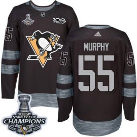 Adidas Pittsburgh Penguins #55 Larry Murphy Black 1917-2017 100th Anniversary Stanley Cup Finals Champions Stitched NHL Jersey