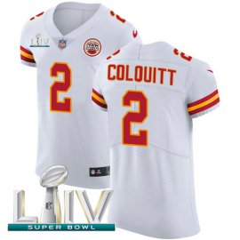 Nike Kansas City Chiefs #2 Dustin Colquitt White Super Bowl LIV 2020 Mens Stitched NFL New Elite Jersey