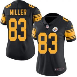 Nike Pittsburgh Steelers #83 Heath Miller Black Womens Stitched NFL Limited Rush Jersey