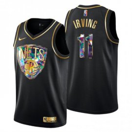 Brooklyn Brooklyn Nets #11 Kyrie Irving Mens Golden Edition Diamond Logo 2021/22 Swingman Jersey – Black Mens