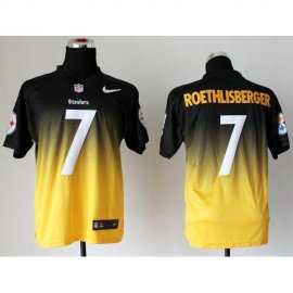 Nike Pittsburgh Steelers #7 Ben Roethlisberger Black/Gold Mens Stitched NFL Elite Fadeaway Fashion Jersey