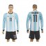 Argentina #11 Kun Aguero Home Long Sleeves Soccer Country Jersey