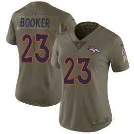 Nike Denver Broncos #23 Devontae Booker Olive Womens Stitched NFL Limited 2017 Salute to Service Jersey