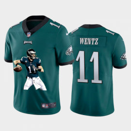 Philadelphia Eagles #11 Carson Wentz Mens Nike Player Signature Moves 2 Vapor Limited NFL Jersey Green