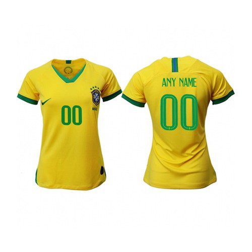 Womens Brazil Personalized Home Soccer Country Jersey Womens Brazil Personalized Home Soccer Country Jersey