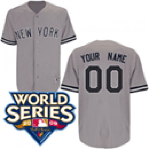 Yankees Personalized Authentic Grey w/2009 World Series Patch MLB Jersey (S-3XL) Yankees Personalized Authentic Grey w/2009 World Series Patch MLB Jersey (S-3XL)
