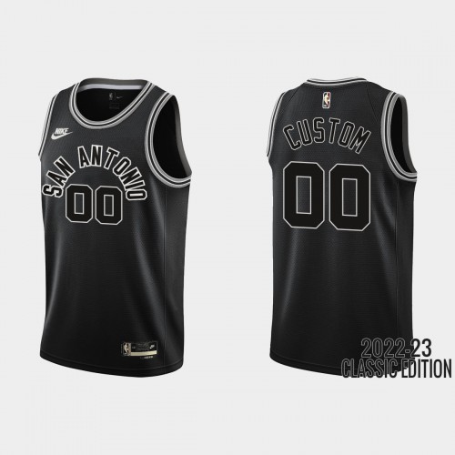 San Antonio Spurs Custom Black Mens Nike NBA 2022-23 Classic Edition Jersey San Antonio Spurs Custom Black Mens Nike NBA 2022-23 Classic Edition Jersey