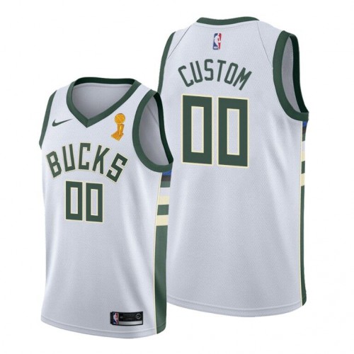 Nike Bucks Custom 2021 NBA Finals Champions Swingman Association Edition Jersey White Nike Bucks Custom 2021 NBA Finals Champions Swingman Association Edition Jersey White