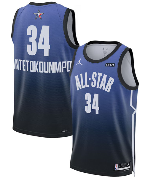 Mens 2023 All-Star #34 Giannis Antetokounmpo Blue Game Swingman Stitched Basketball Jersey Mens 2023 All-Star #34 Giannis Antetokounmpo Blue Game Swingman Stitched Basketball Jersey