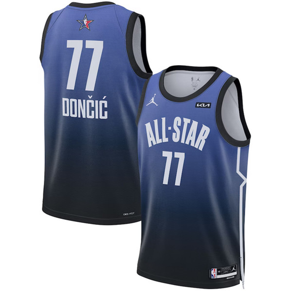Mens 2023 All-Star #77 Luka Doncic Blue Game Swingman Stitched Basketball Jersey Mens 2023 All-Star #77 Luka Doncic Blue Game Swingman Stitched Basketball Jersey