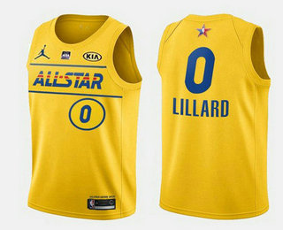 Mens 2021 All-Star #0 Damian Lillard Yellow Western Conference Stitched NBA Jersey Mens 2021 All-Star #0 Damian Lillard Yellow Western Conference Stitched NBA Jersey