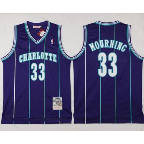 Charlotte Hornets #33 Alonzo Mourning Purple Mitchell And Ness Throwback Stitched NBA Jersey Charlotte Hornets #33 Alonzo Mourning Purple Mitchell And Ness Throwback Stitched NBA Jersey