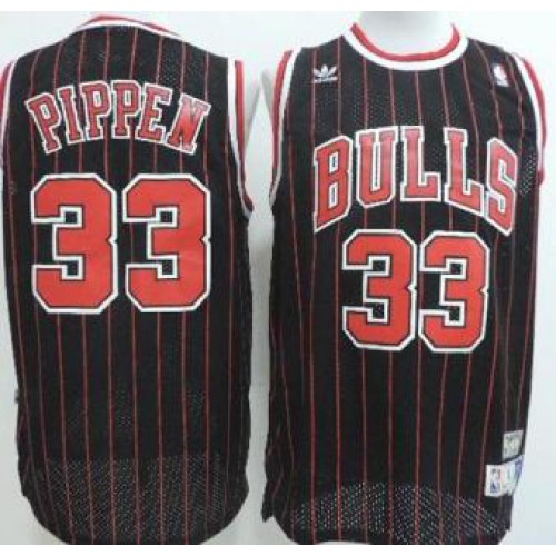 Chicago Bulls 33 Scottie Pippen Black Red Strip NBA Jerseys Chicago Bulls 33 Scottie Pippen Black Red Strip NBA Jerseys
